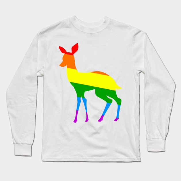 Raindoe (Rainbow Doe) Long Sleeve T-Shirt by georgiagoddard